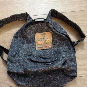 PINK Victoria's Secret Gray Small Backpack with Pins